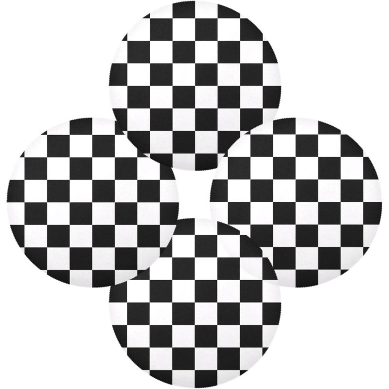 Ensemble de 6 napperons à damier ronds antidérapants résistants à la chaleur
