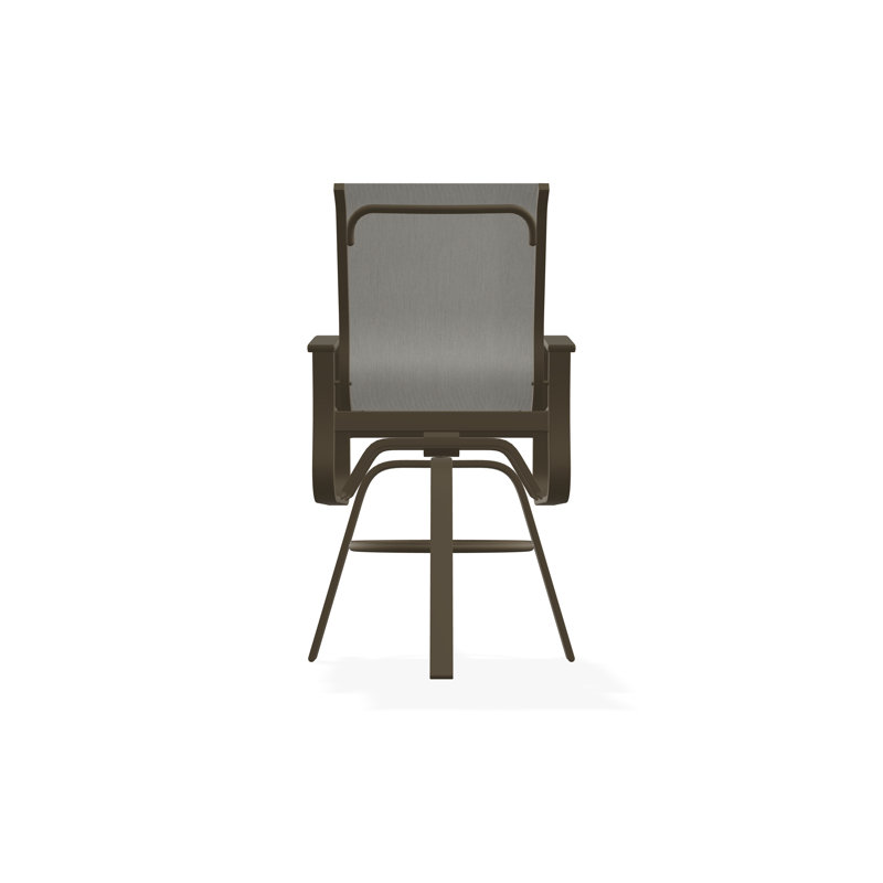 Fauteuil pivotant à hauteur de barre en aluminium Belle Isle Sling, Bois de plage, Huître Augustine