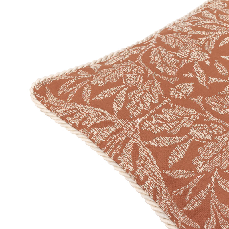 Acorn Tonal Floral Square Throw Pillow Cover, Orange