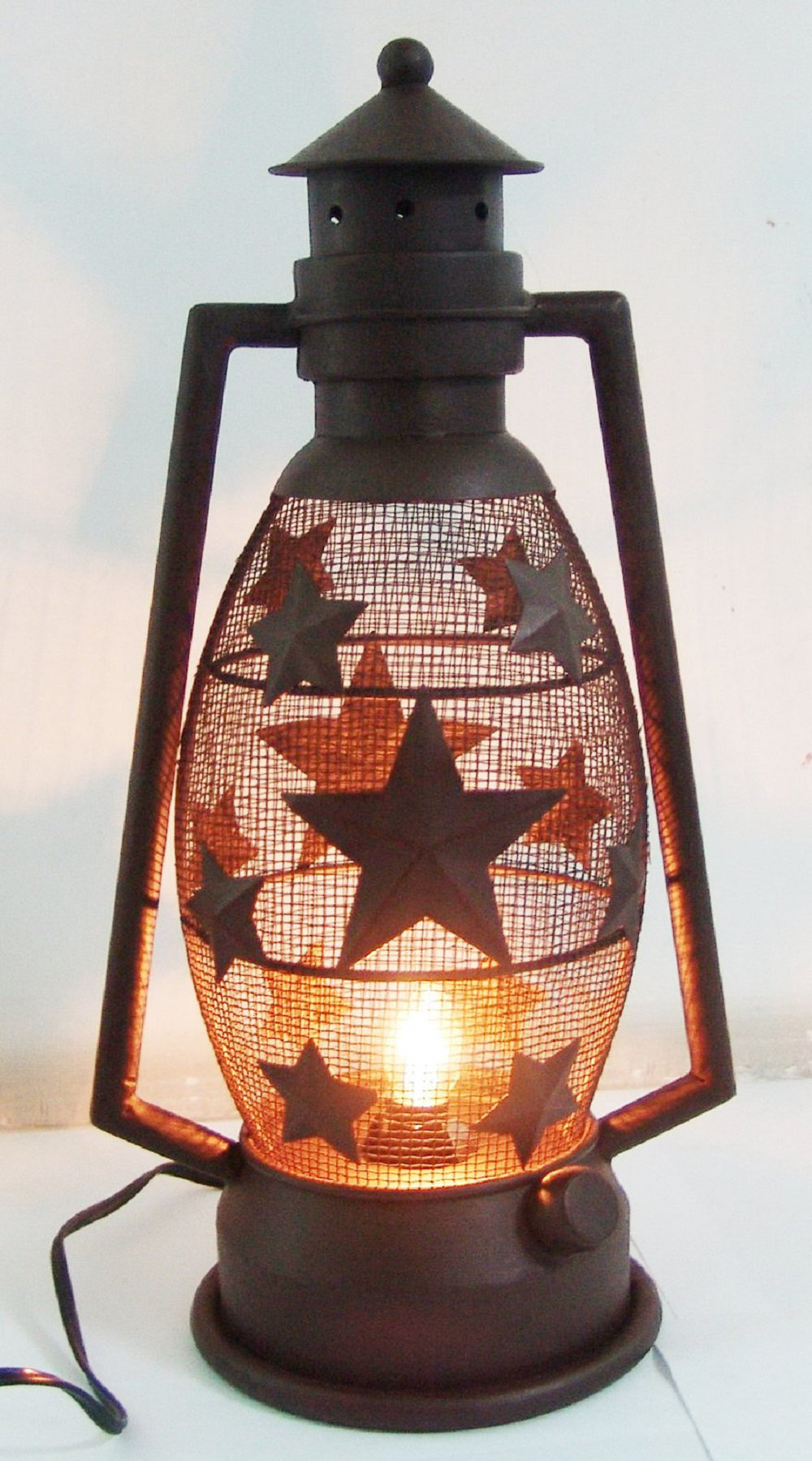 New Primitive BLACK STAR ELECTRIC HURRICANE CANDLE LAMP LANTERN