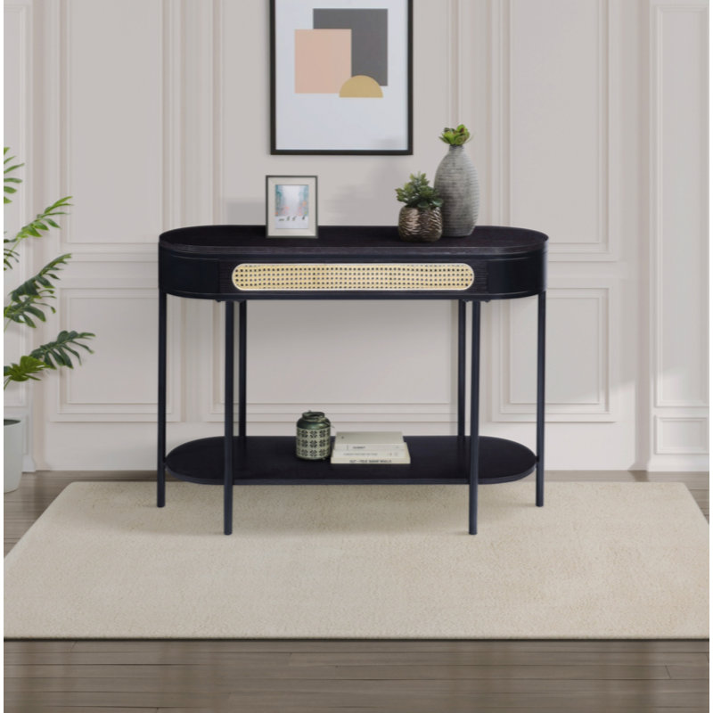 Table de canapé ovale avec tablette inférieure