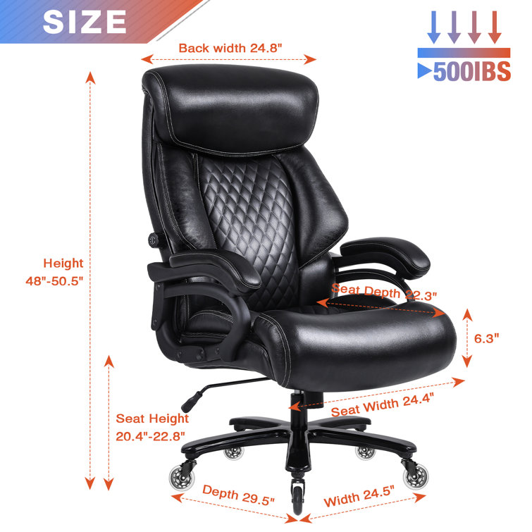 Kadie Big and Tall Office Chair 450lbs for Heavy People Executive Chair Inbox Zero