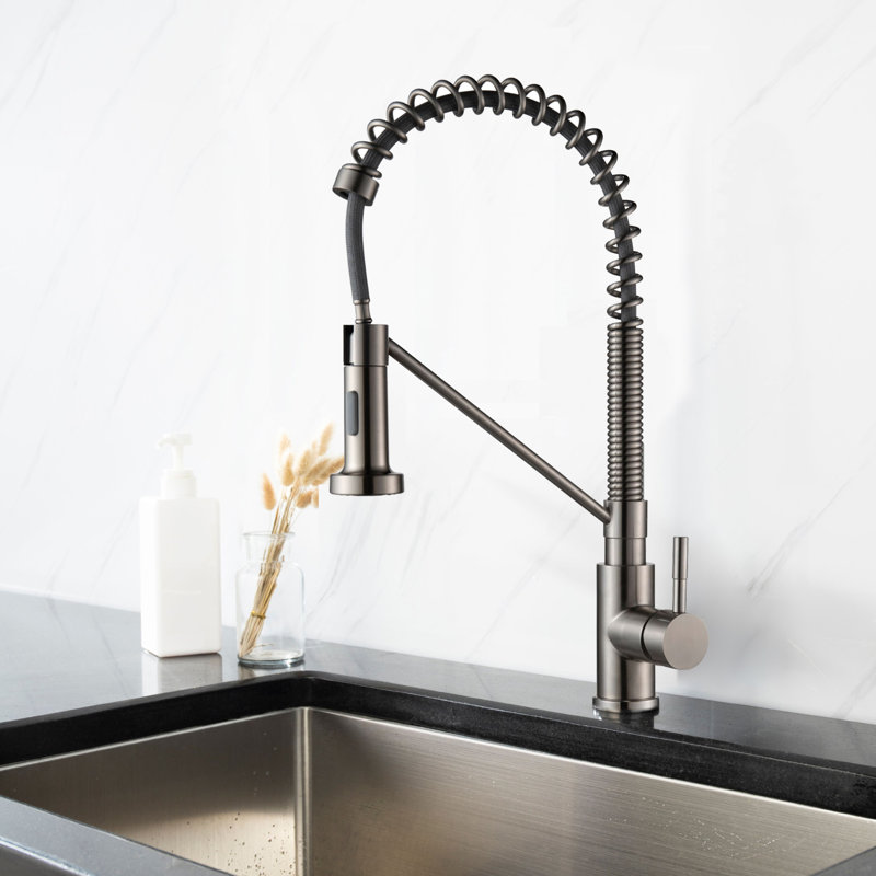 AA Warehousing Pull Out Kitchen Faucet, Satin Nickel