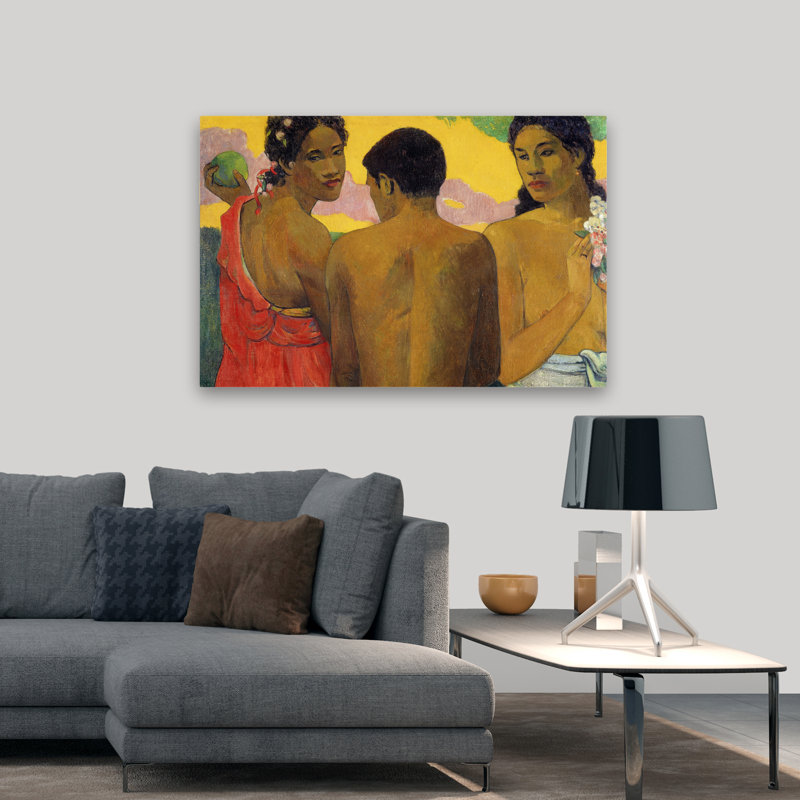 Trois tahitiens - musée post-impressionniste, H 32 po x l 48 po