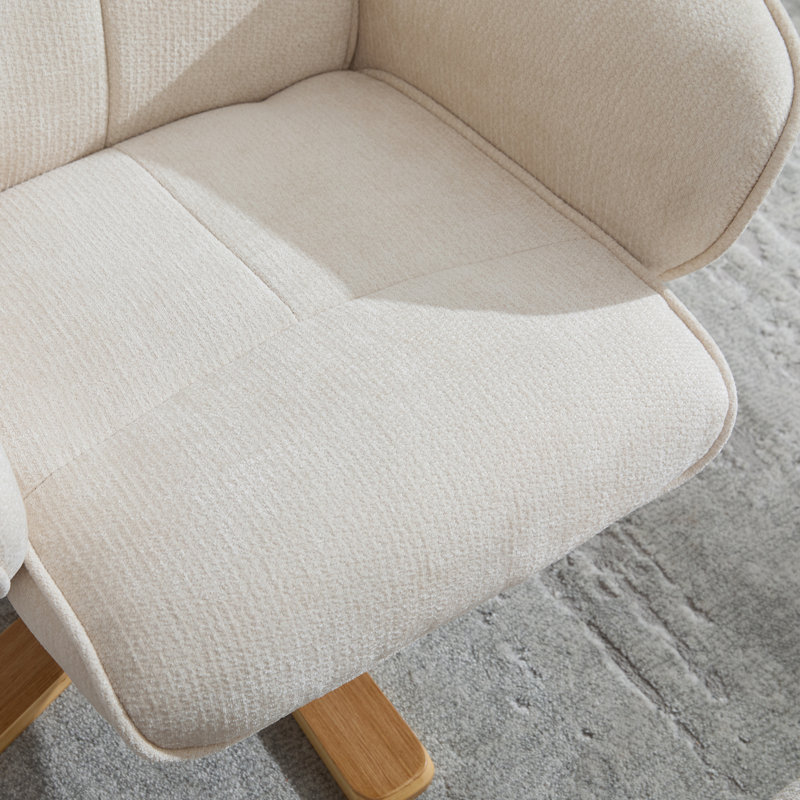 78cm Wide Chenille Swivel, White Chenille