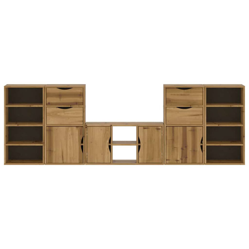 5 Piece TV Units With Storage ODDA Solid Wood Pine, Natural