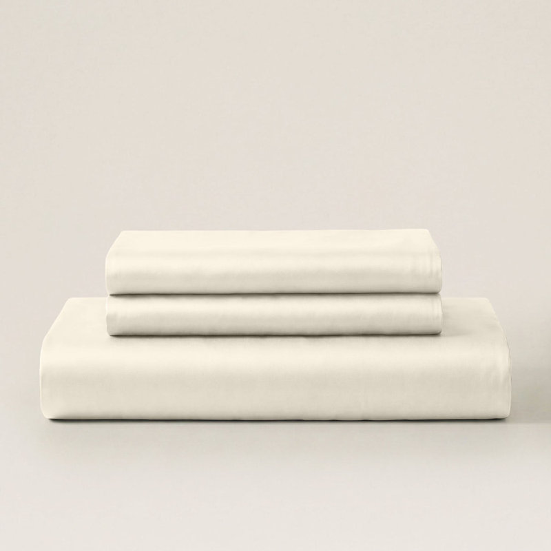 100% Cotton Sateen 460 Thread Count 3-Piece Duvet Cover Set, Single, Nude, 50x90cm Pillowcase