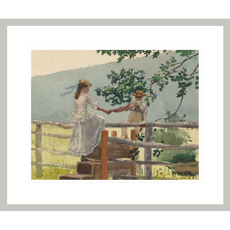 «On the Stile» par Winslow Homer, impression giclée sur cadre, 17,75 po H x 21,24 po L
