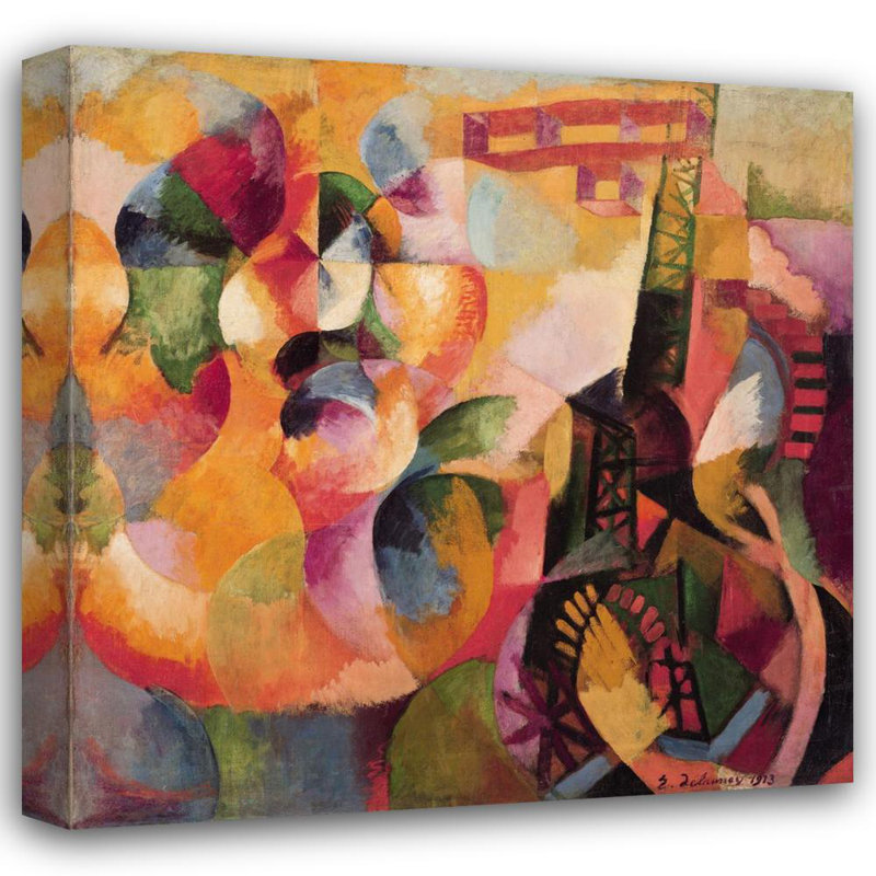 "Soleil, tour, avion" par Robert Delaunay - Toile tendue avec châssis, H 24 po x l 17 po