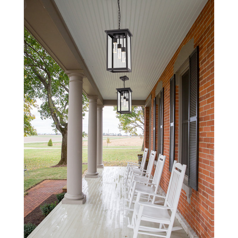 5CCT LED Large Outdoor Pendant Light Fixtures, LED Integrated Bulbs Included 3-Light Oil Outdoor Hanging Lantern Light, Exterior Pendant Ceiling Lighting For Porch Yard Gazebo