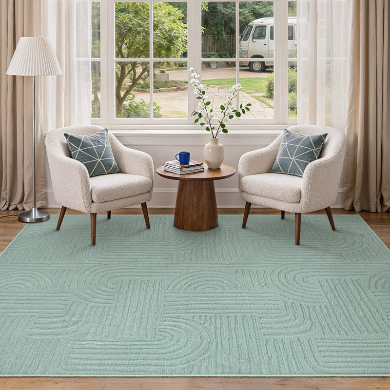 Geometric Area Rug, Sage Green, Rectangle 160 x 230 cm