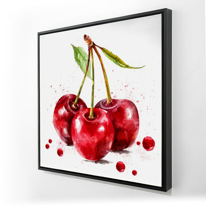 Cherries - Red Framed Canvas Art for Home Decor