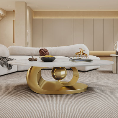 Exquisite Marble Coffee Table with Innovative Stainless Steel Base for Stylish Spaces