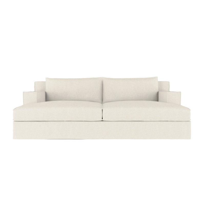 Mulberry Square Track-Arm Daybed with Flange Seam, Box Weave Linen Alabaster, Weathered