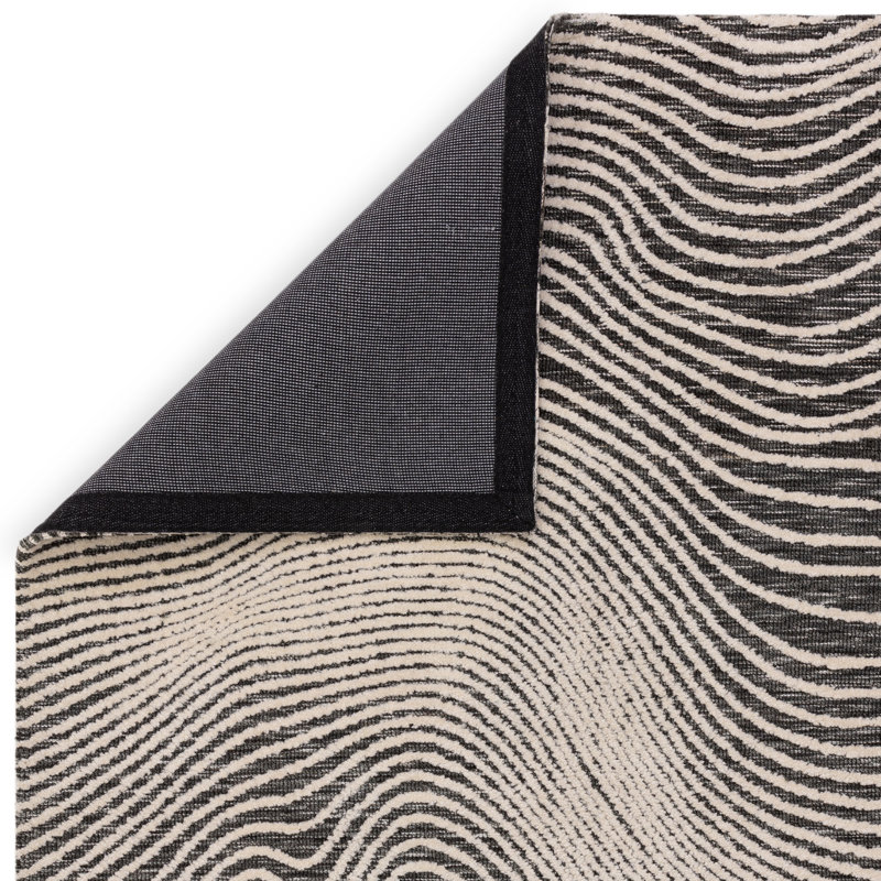 Clemones Swirl Black Area Rug, Rectangle 200 x 290 cm
