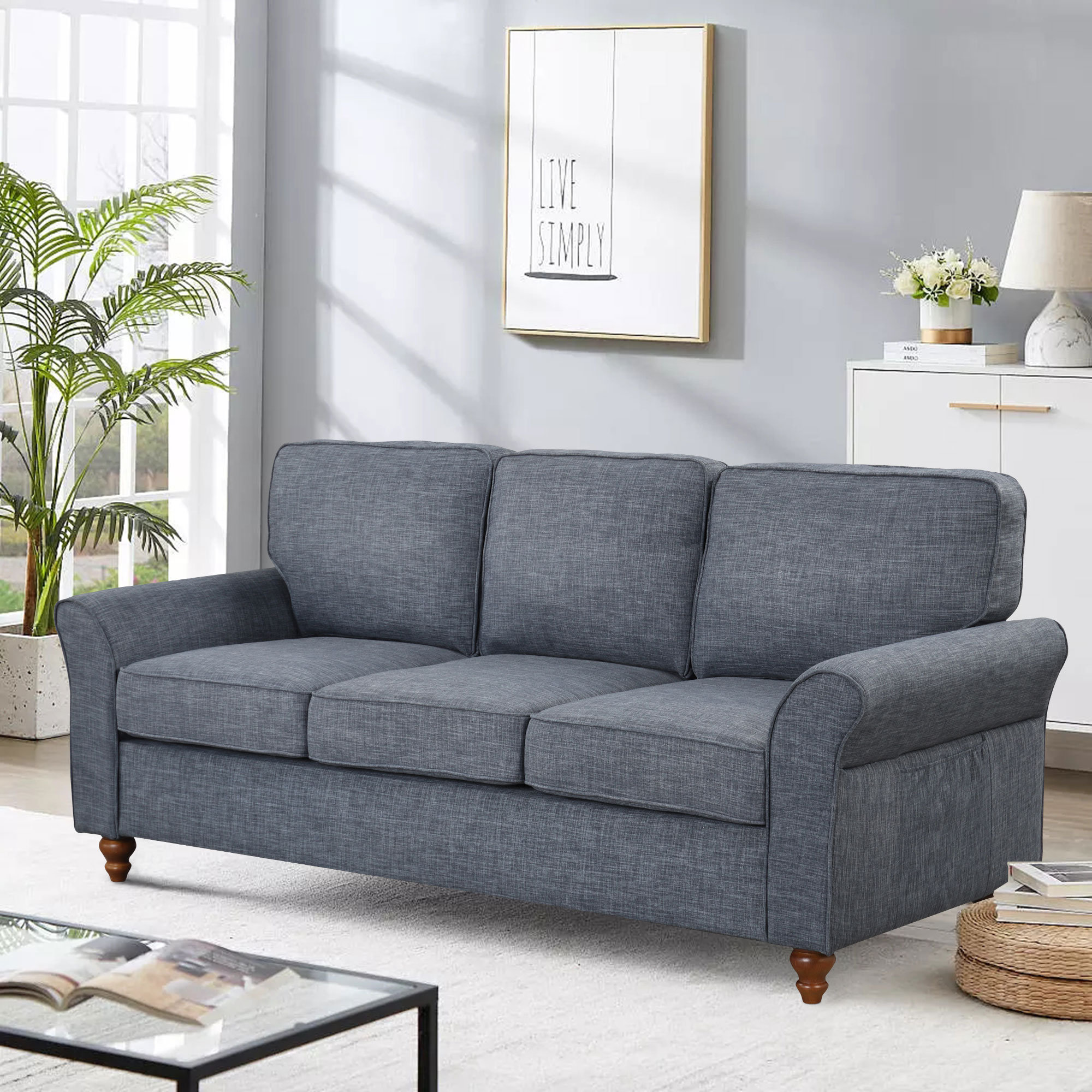 71.25 Modern Loveseat Sofa with Solid Wood Frame, Living Room Chair,  Chenille Couches for Small Spaces, Removable Back Cushion and Easy,  Tool-Free Assembly (Light Grey) 