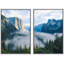 Scène de soleil nuageuse, chaîne de montagnes, paysage, impression sur toile, 2 pièces-92285566-92285570