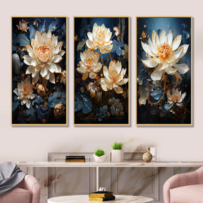 Opulent Reflections Lotus - lot de 3 décorations murales Lotus