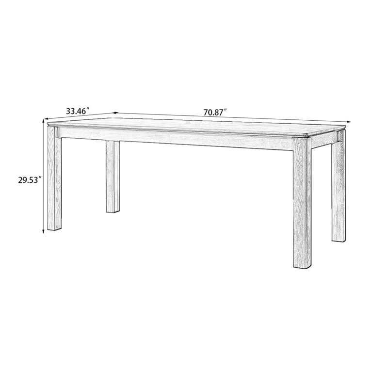 Nut-Brown Rectangular Solid Wood Dining Table, Nut-Brown, 29.53"H x 70.87"L x 33.46"W