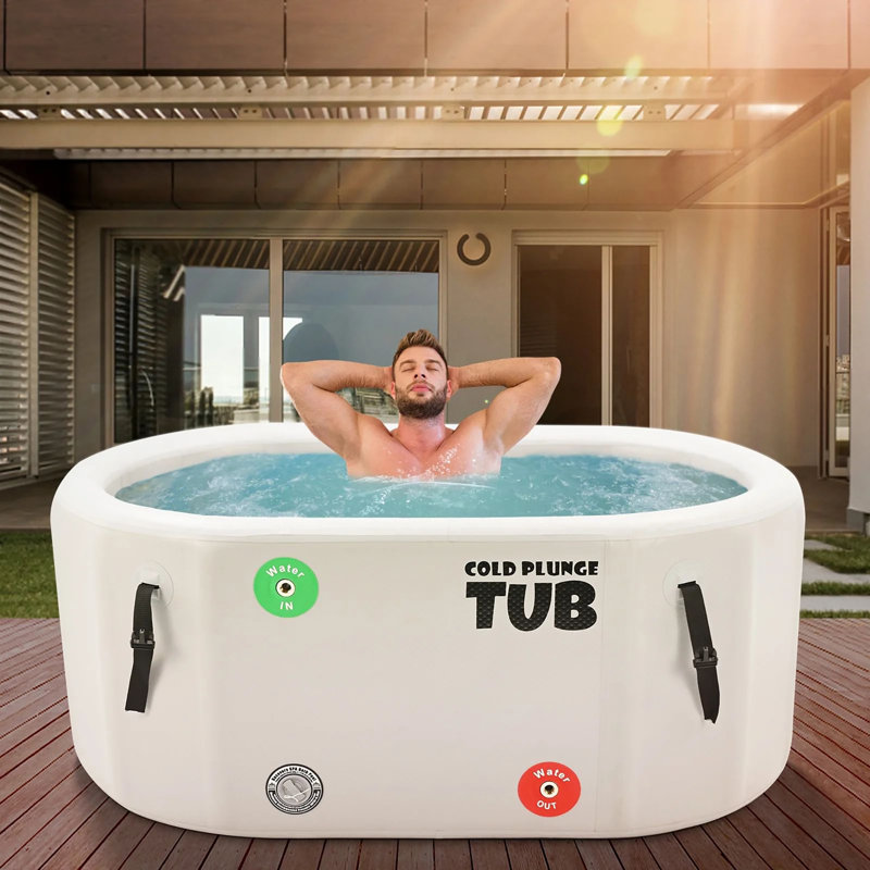 Inflatable Cold Plunge Tub for Recovery and Therapy for Athletes, Water Chiller Compatible Ice Baths, 26" H x 35" W x 59" L