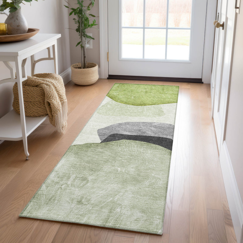 Meilani Abstract Machine Woven Polyester Rug , Runner 2'3" x 7'6"