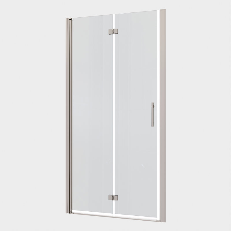 Porte de douche pivotante universelle à ouverture de 1 3/8 po, avec ouverture extérieure, avec finition en verre trempé de 1/4 po