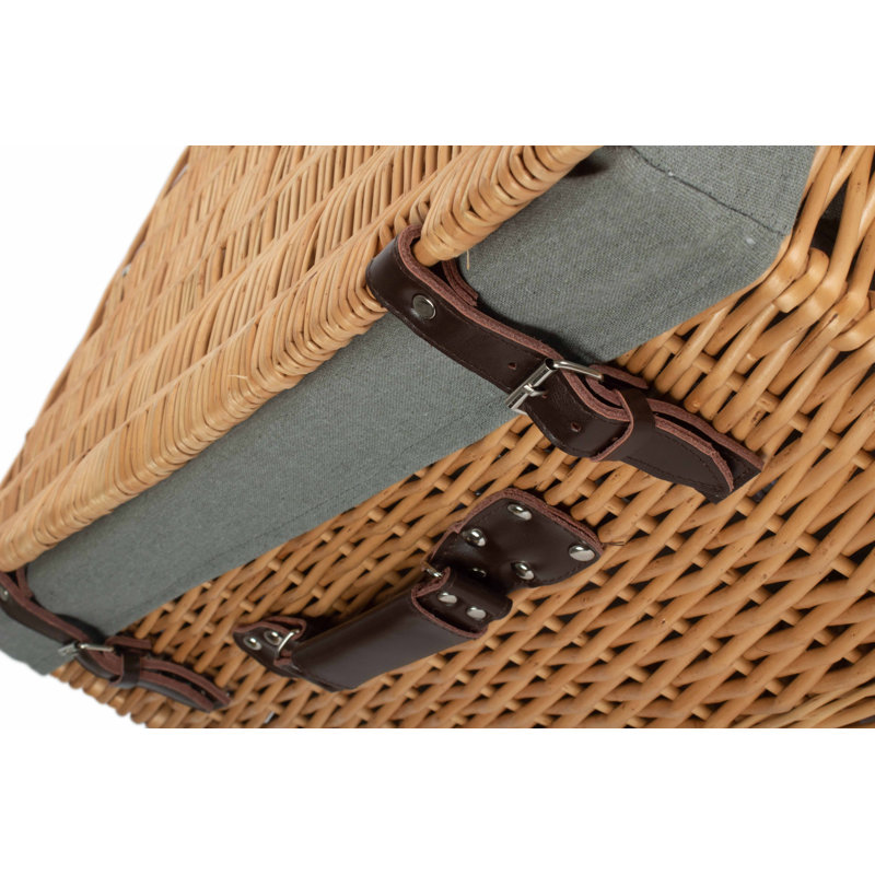 Wicker Basket with Lining, Buff Hamper/Grey Lining