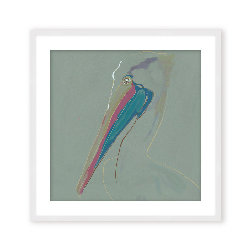 Coastal Retreat Coastal Drift: Pelican, 24" H x 24" W, Framed Matted Print, Gold