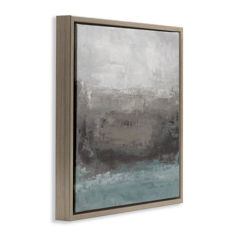 Cadre flottant Earth and Sea Abstraction, design par Hannah Dawson, H 18 po x l 18 po, Cadre flottant orme Montalcino