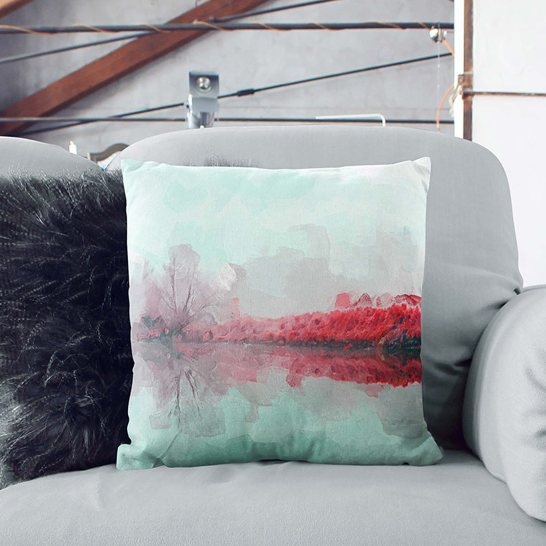 Fog over a Lake in Ellensburg Cushion with Filling