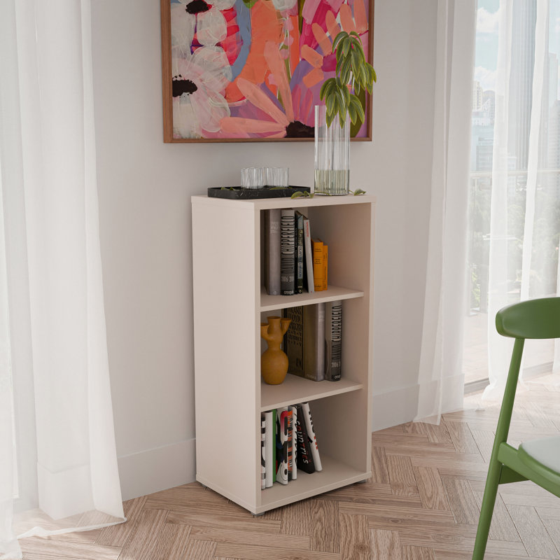 Chadwic Modern minimalistic shelf unit with 3 open shelves, bookshelf, engineered wood, beige, 49.8 cm W x 99.1 cm H x 34.9 cm D