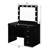 Black Makeup Vanity Table With 5 Drawers, Glass Top For Bedroom Setup Style Use-1221496103