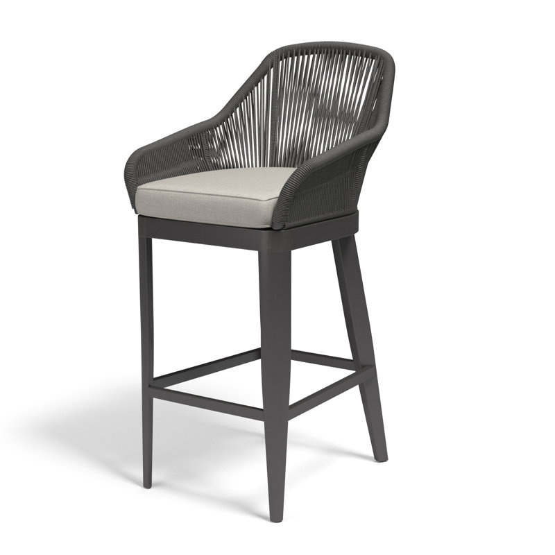 Tabouret de bar 29 po avec coussin Renri, Sunbrella® Echo Ash, Gris anthracite