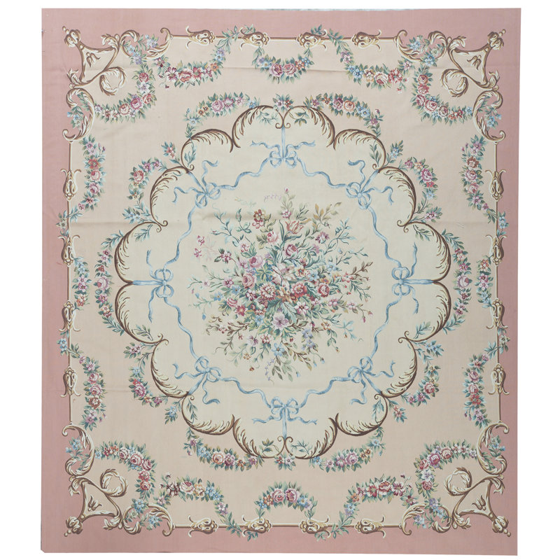 Hand-Knotted High-Quality Beige and Rust Area Rug