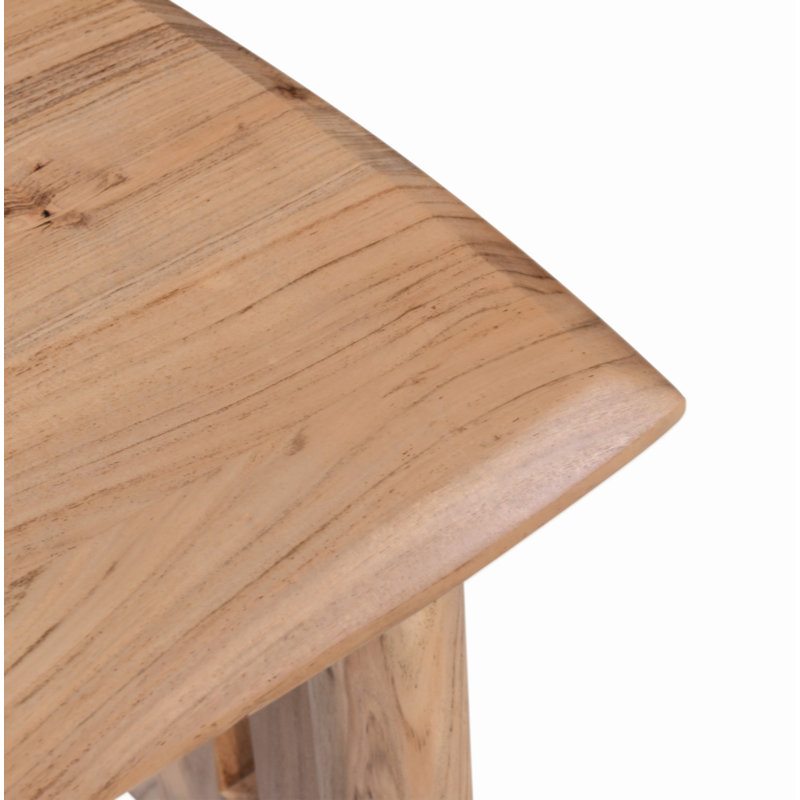 18 po Table d'appoint / table d'appoint en bois d'acacia massif avec bords incurvés, canapé de salon moderne