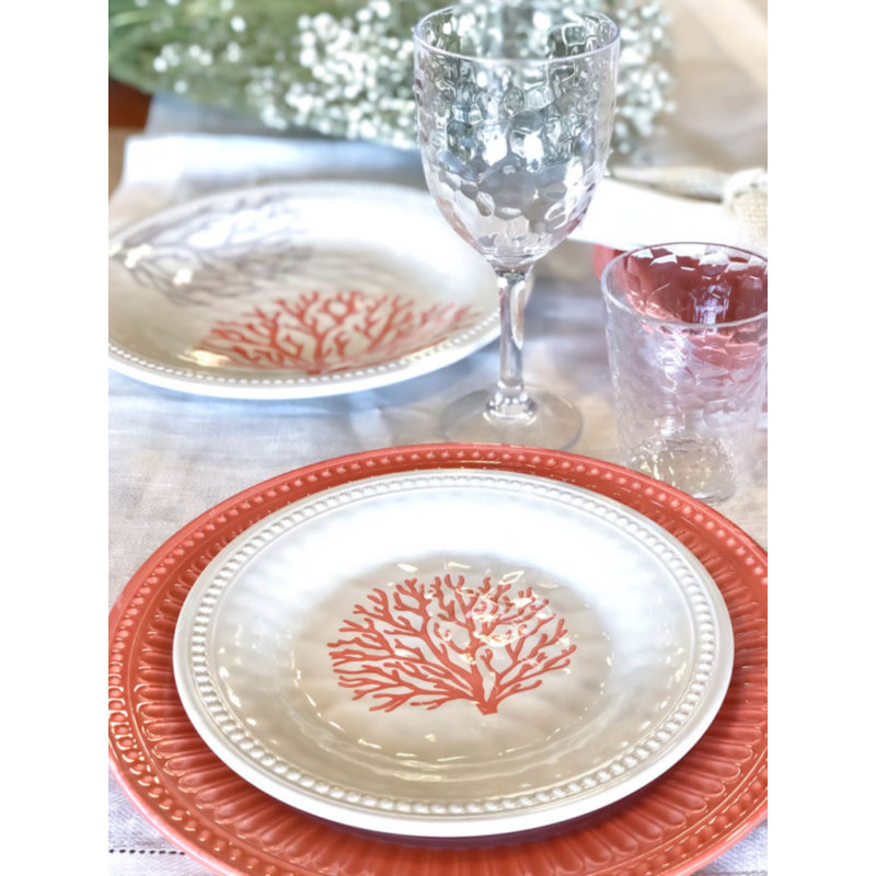 Ensemble d'assiettes en mélamine 6 pièces - corail