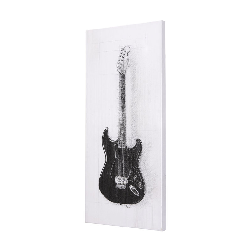 Guitar I a Hand Embelished Textured Canvas, 44" H x 20" W x 1.5" D