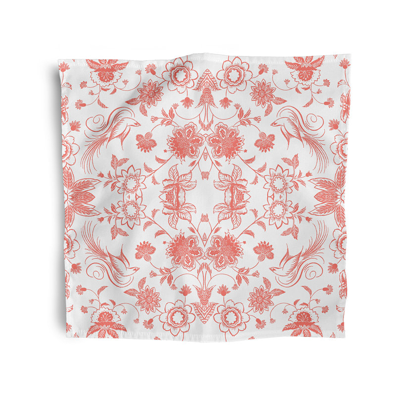 Aspacio Polyester Floral Square Napkin, Coral