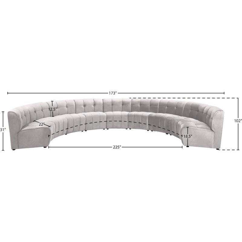Jedson Velvet Sectional Symmetrical, Cream Velvet