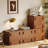 91.2" Modern TV Console for Living Room with 4 Multifunctional storage Cabinets, Solid Wood Veneer-936670245