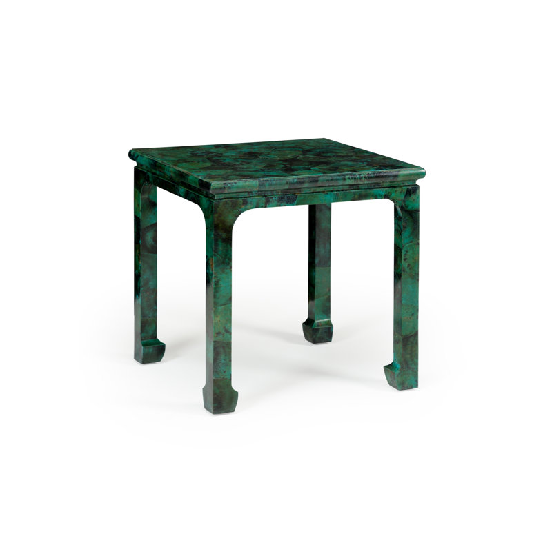 Malachite Square Wood End Table in Green Finish