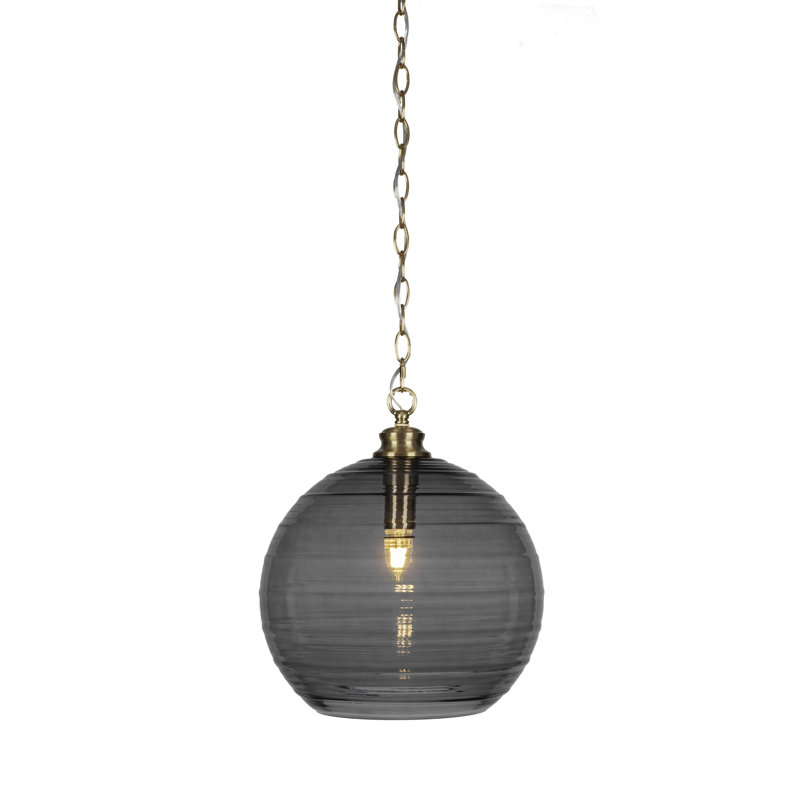 Luminaire suspendu à 1 lumière Malena, Laiton, Gris, H 89 po x l 12 po x P 12 po