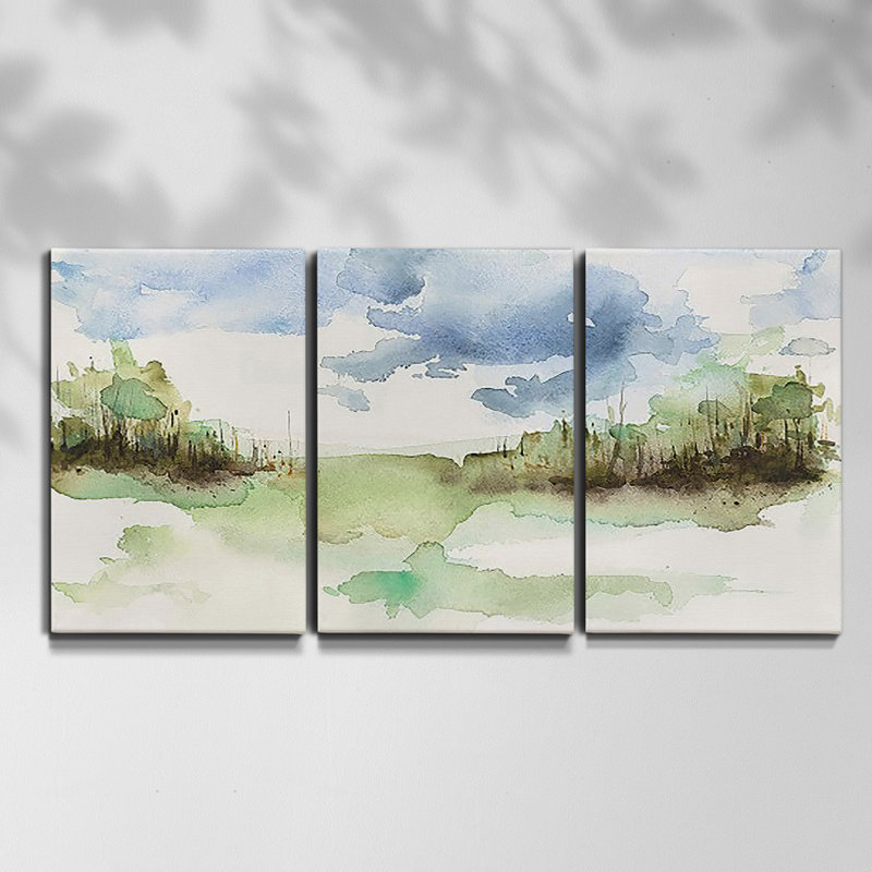 Marshland View I - Toile encadrée multi-pièces, H 27 po x l 54 po x P 2 po