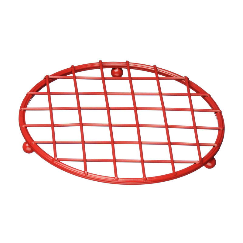 Helix Stainless Steel Round 1 Piece Trivet, Red