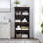 4-Tier Glass Display Cabinet With Flip-Up Doors For Collectibles And Books, Ideal For Organized Storage And Elegant Display In Any Room.-414165975