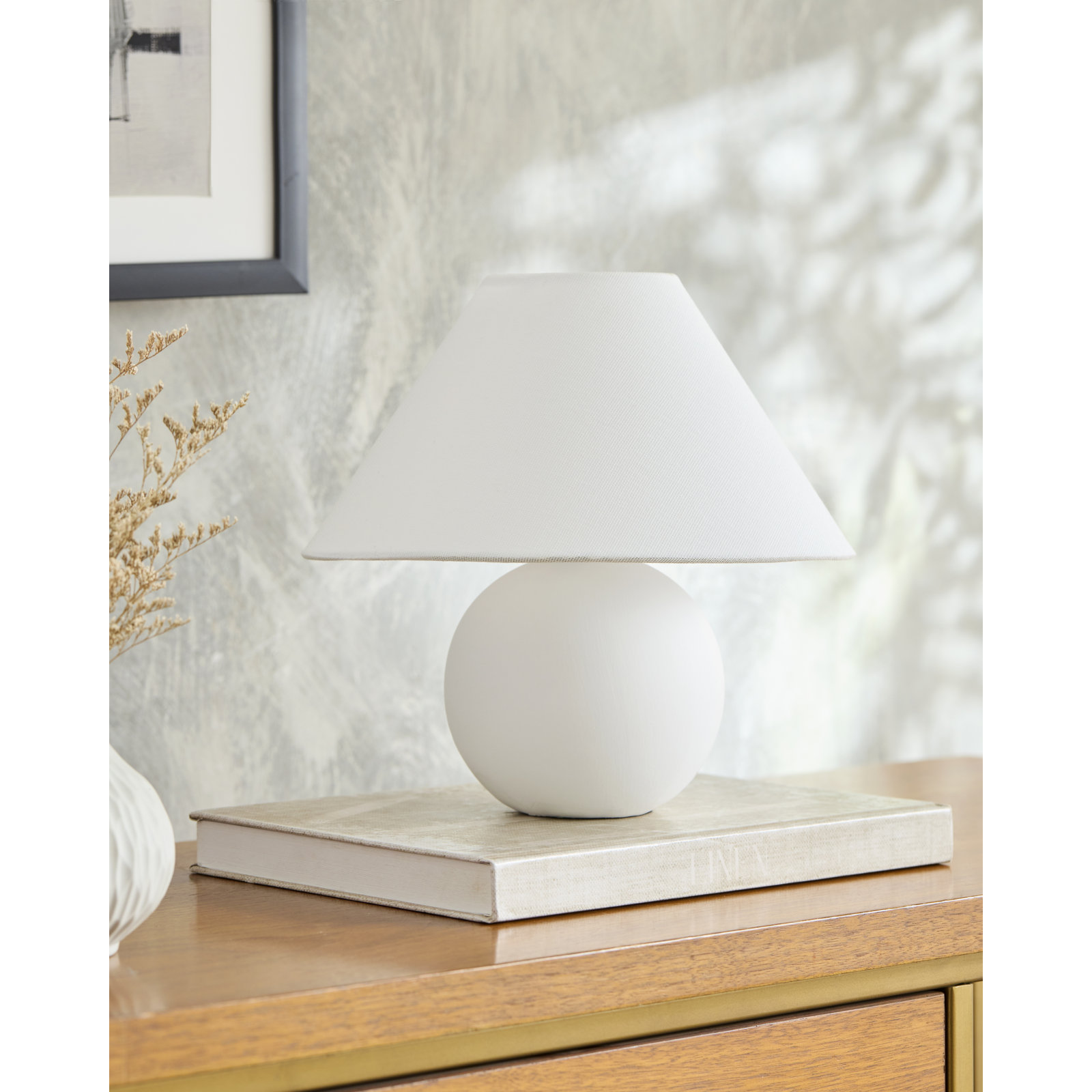 Chemise Ceramic Table Lamp, White, Classic Empire