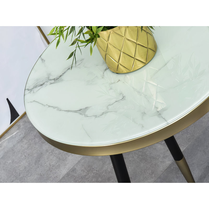 Hooli Three Leg Coffee Table, White marble-golden-black