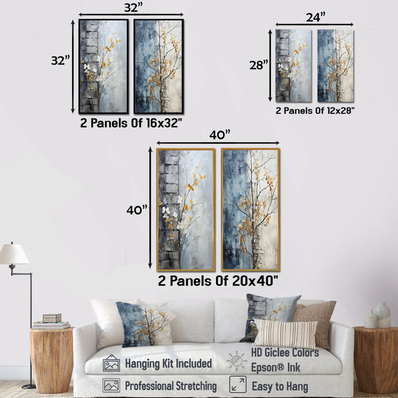 Minimaliste granit feuilles de raisin - ensemble de 2 impressions murales de plantes, Cadre noir, H 32 po x l 33 po