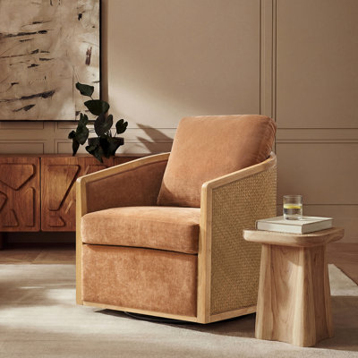Chaise pivotante en rotin moderne entièrement assemblée avec l 30,25 po Coray