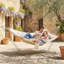 Outsunny Double Hammock 2-Person Extra Large Padded Swing Bed Cream White